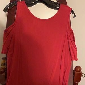 Red cold shoulder short sleeve top